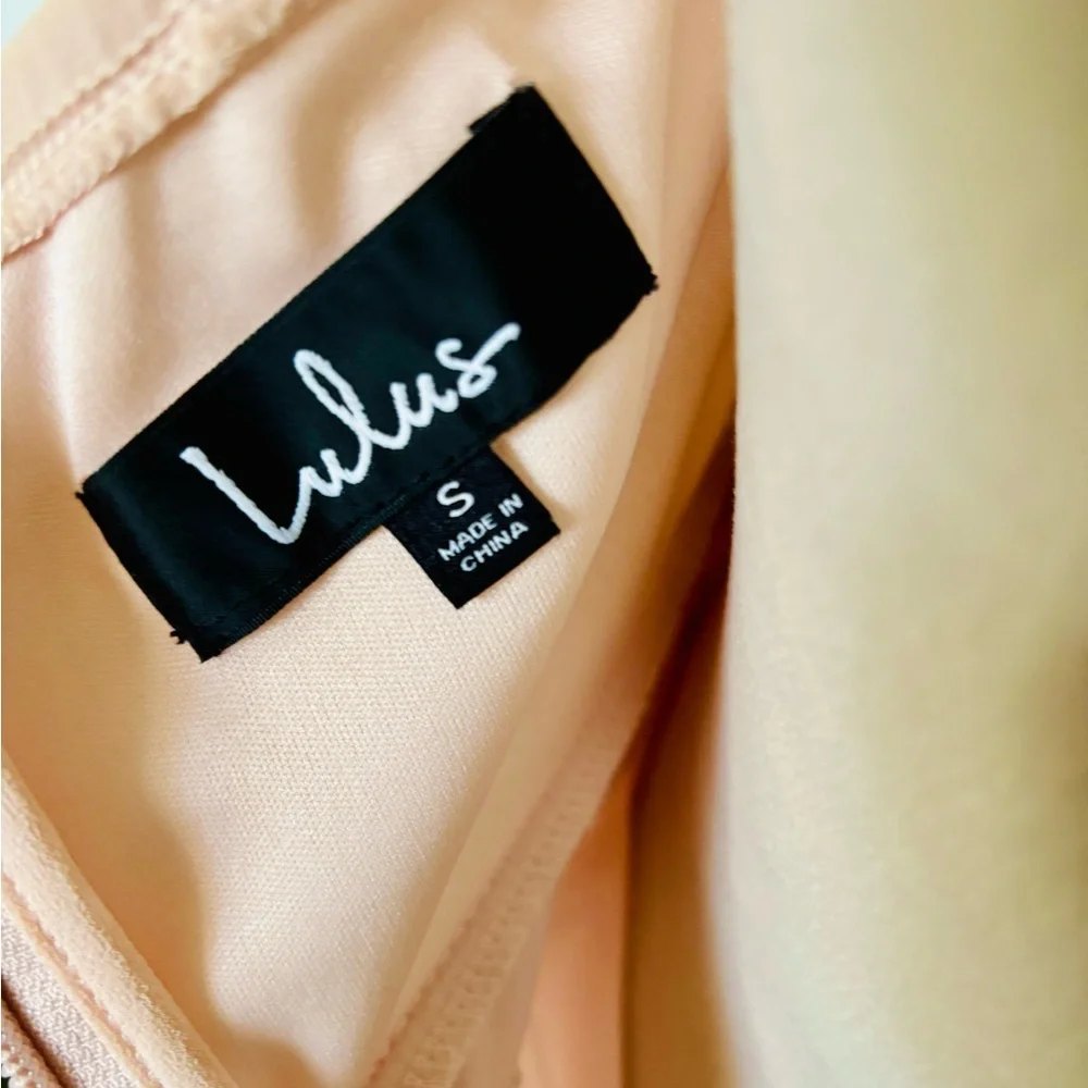 Lulu's Sz S Soft Blush Pink A Line Halter Chiffon Maxi Formal Bridesmaid Dress - Picture 9 of 12